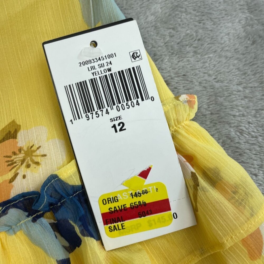 Lauren Ralph Lauren Womens Yellow Floral Tiered Ruffle Skirt Size 12 NWT 6131 - Picture 3 of 8